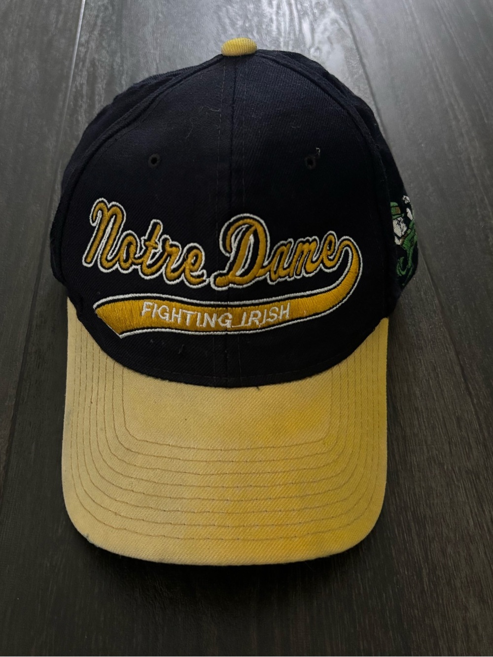 Vintage Starter Notre Dame Hat Cap Snapback Wool Script Spell Out Navy Dome 90s